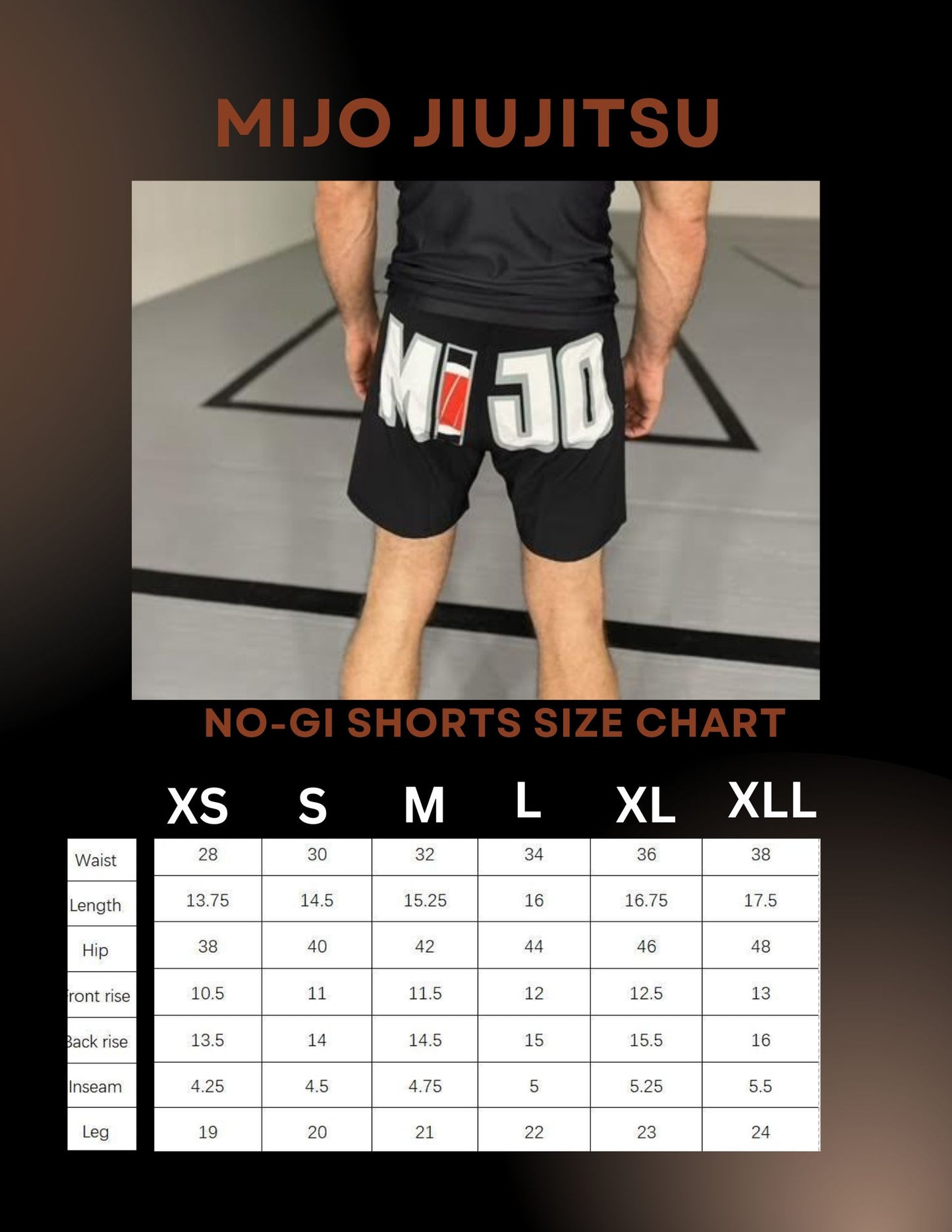 Mijo Jiujitsu Back in Black No-Gi kit V1 (BIB) Shorts